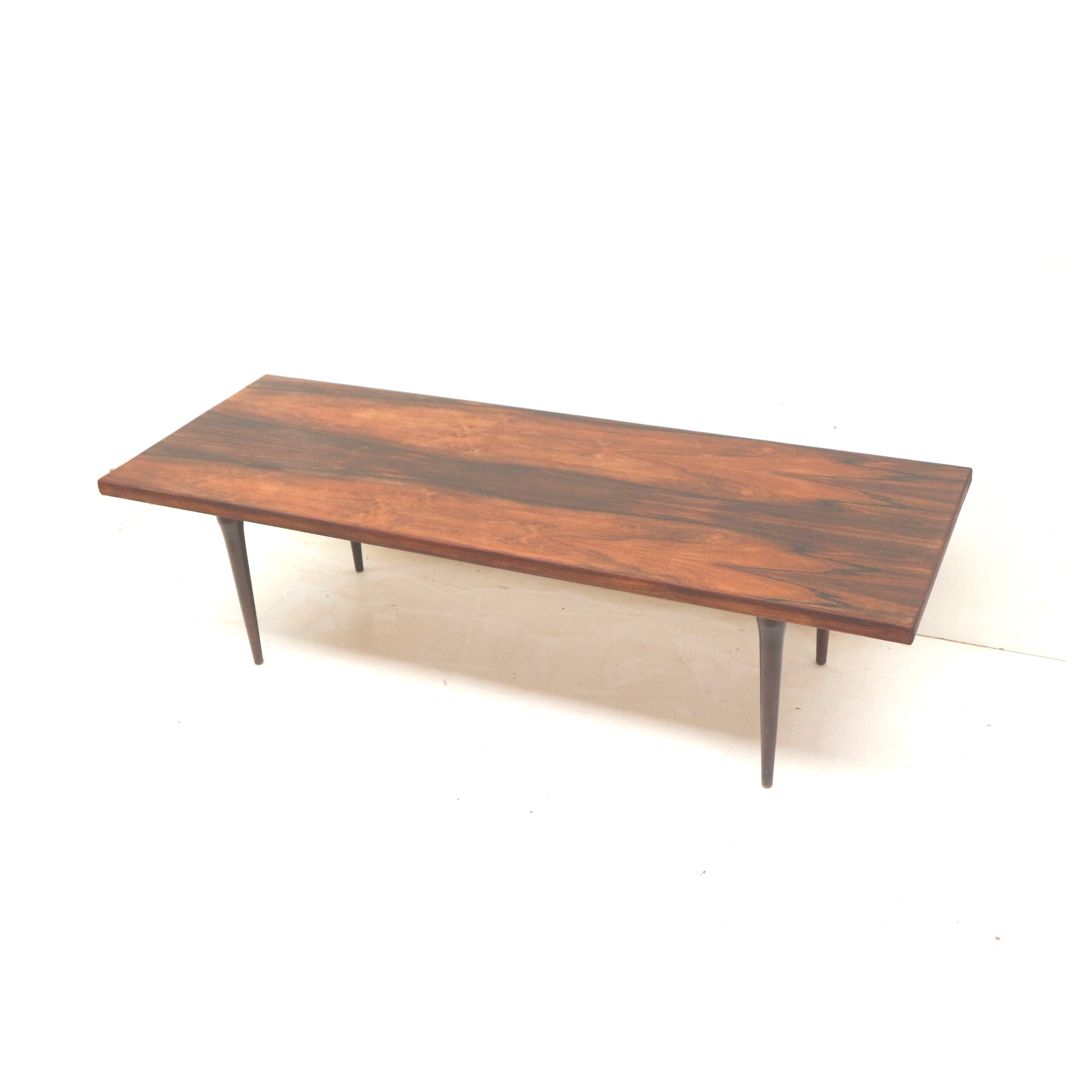 Large rare mid century rosewood coffee table from the 1960s