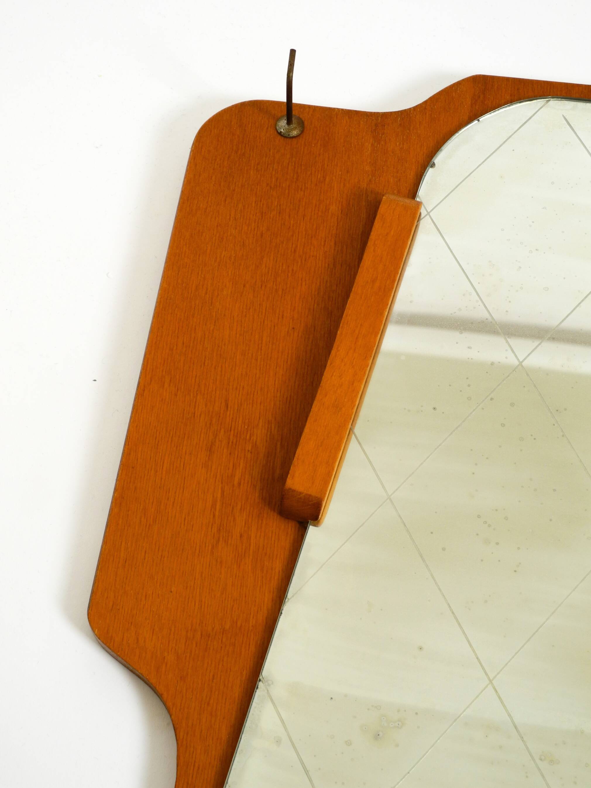 1930s Wall Mirror, Teak and Plywood, Abstract Design, Germany