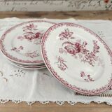 Lot de 5 assiettes plates début 20e Sarreguemines Modèle Fontanges