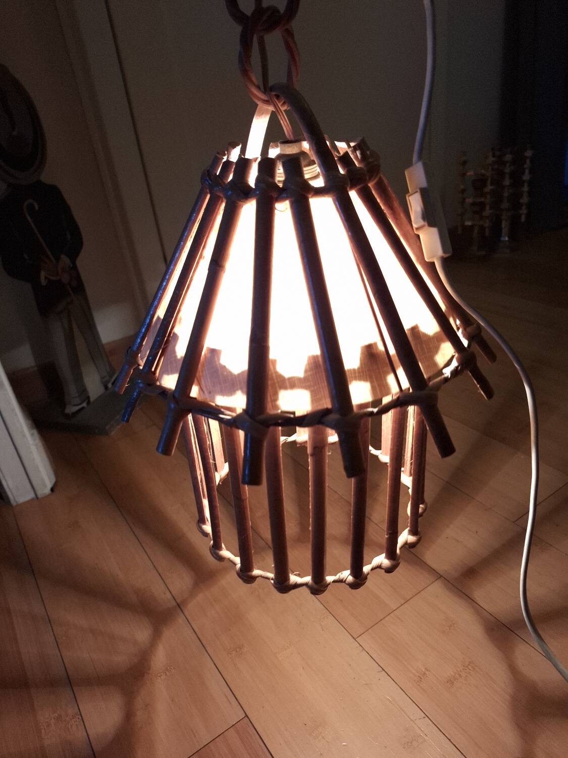 Vintage 60s rattan pendant light