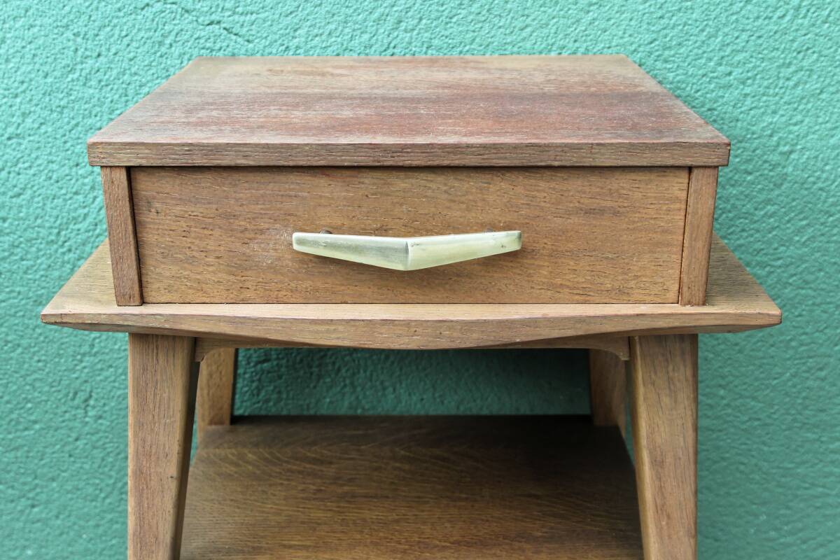 Pair of bedside tables, 1950s, compass legs