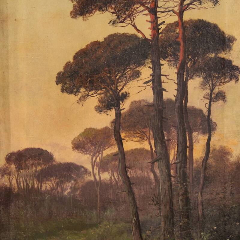 Peinture de paysage italien signée Marko du 19ème siècle.