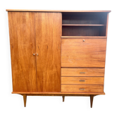 Secretary furniture, wardrobe, 1950, teak veneer
