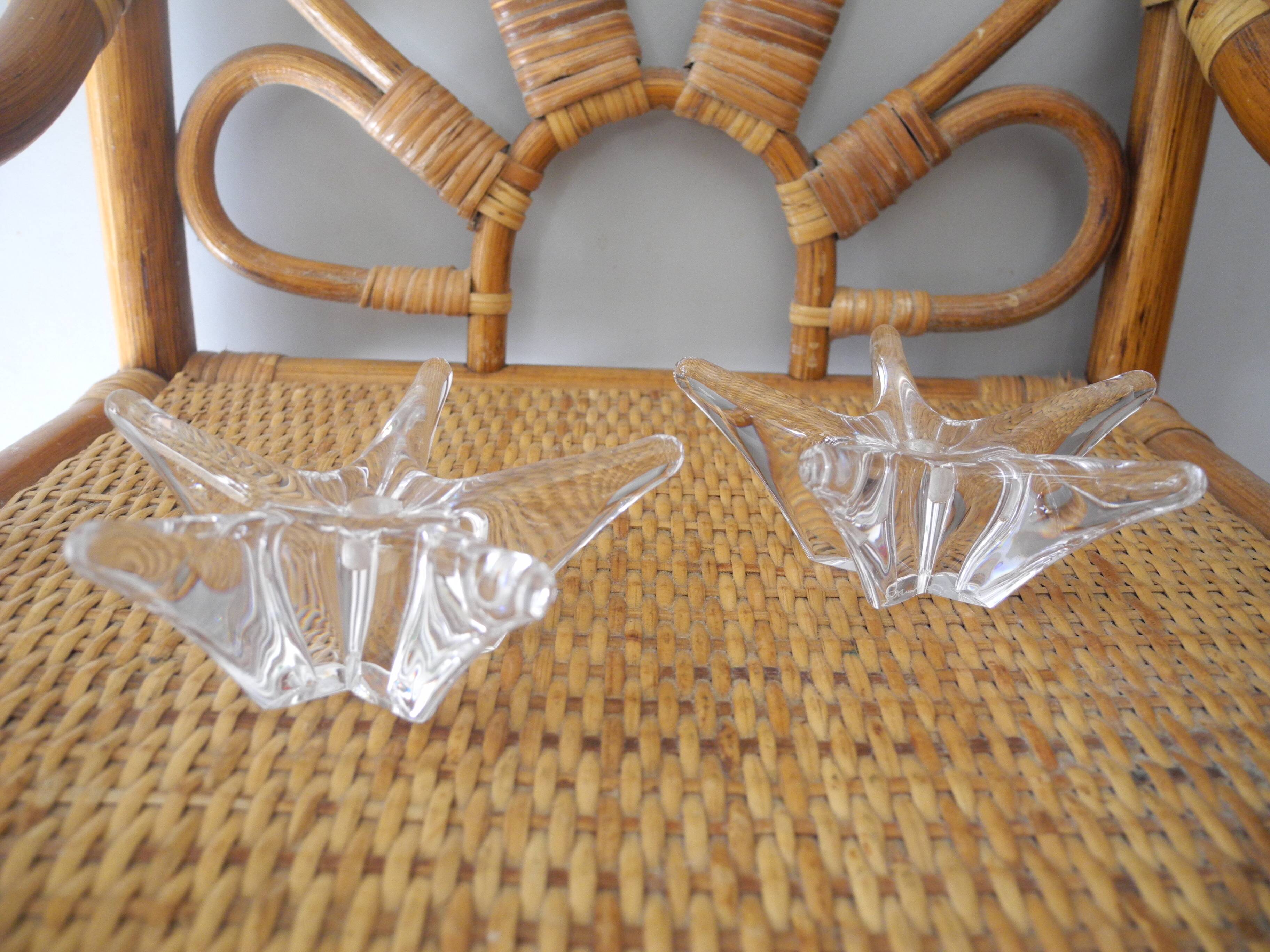 pair of vintage Daum France crystal candlesticks