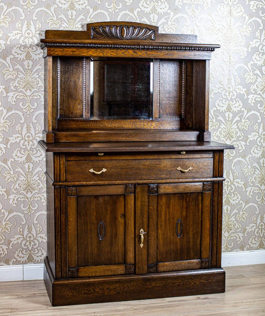 Large Oak Sideboard with Mirror, 1930s