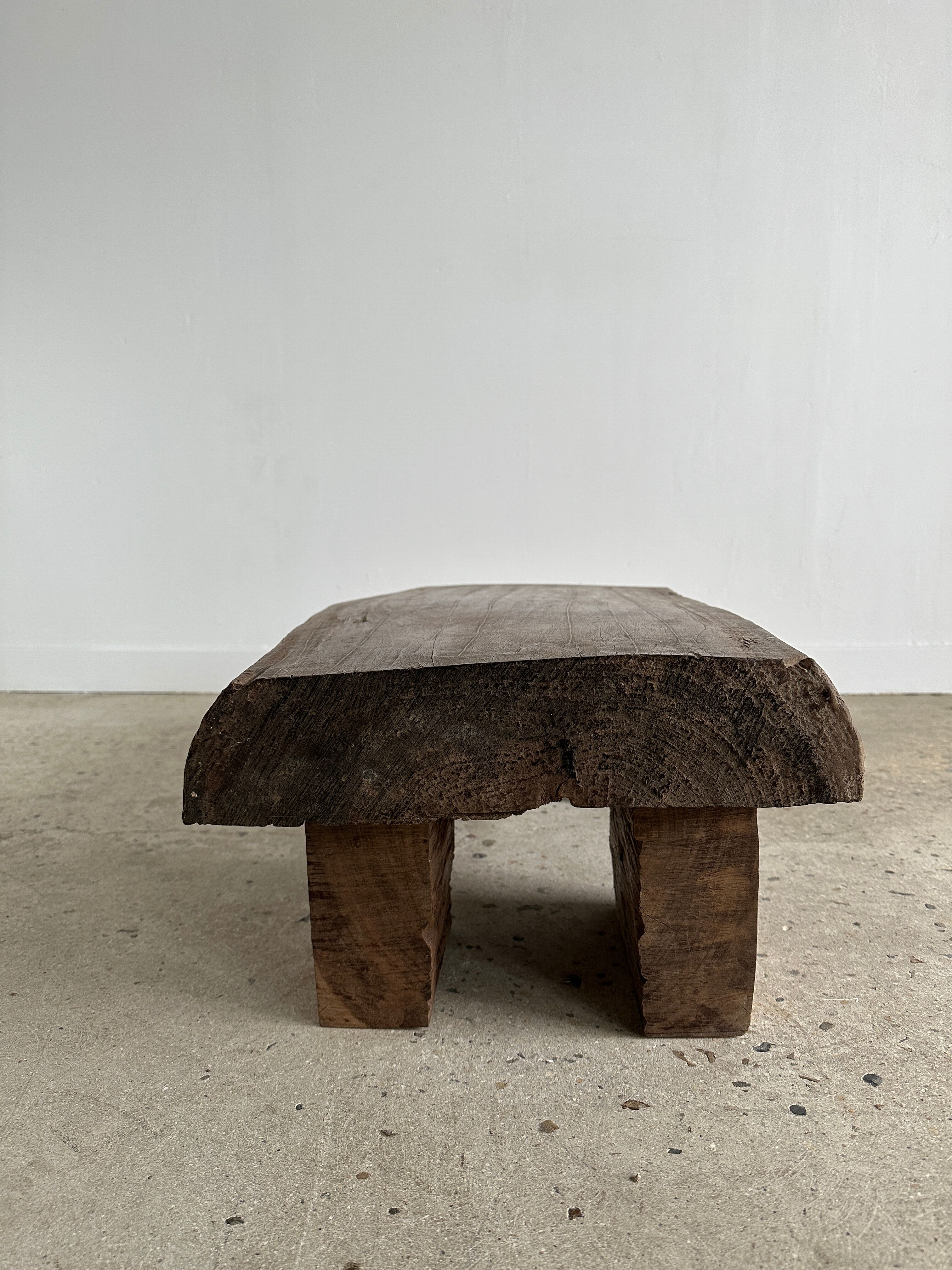Asian solid wood quadripod brutalist coffee table H30 L81 l42