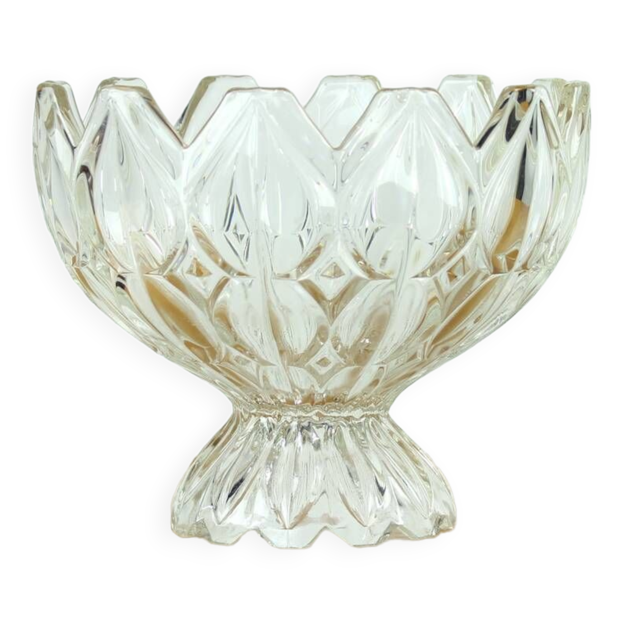 Bol en verre pressé unique, collection Tulip Hermanowa Hut, 1957