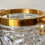 Champagne bucket in cut crystal, neck and brass handles