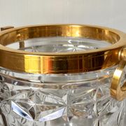 Champagne bucket in cut crystal, neck and brass handles