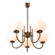 Vintage Italian Brass and Opaline Chandelier in Copper Color, 70s