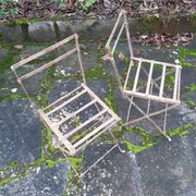 Pair of children's garden chairs, folding, all metal, retro 50s