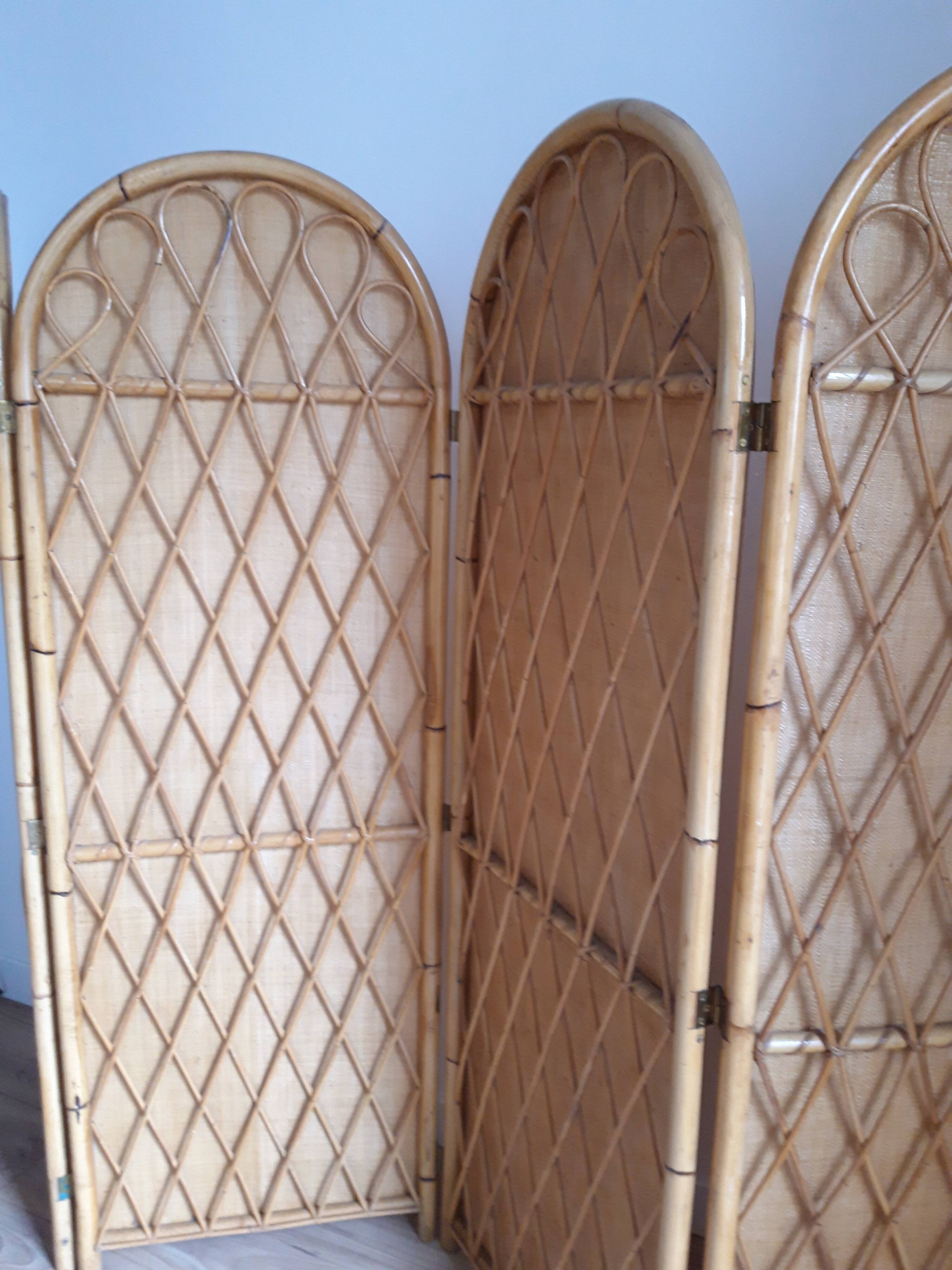 Rattan screen 1960 4 leaves