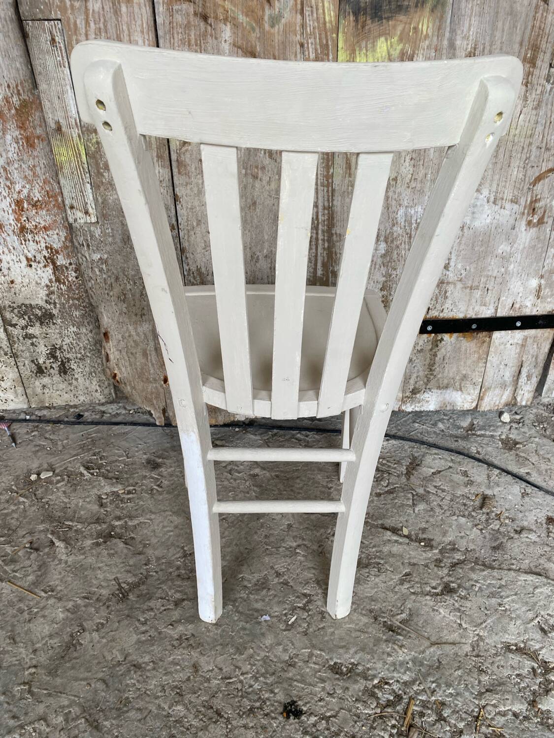 Vintage white wood baumann bistro chair old style #d541