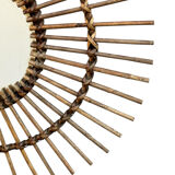 1960s Rattan Sun Mirror France