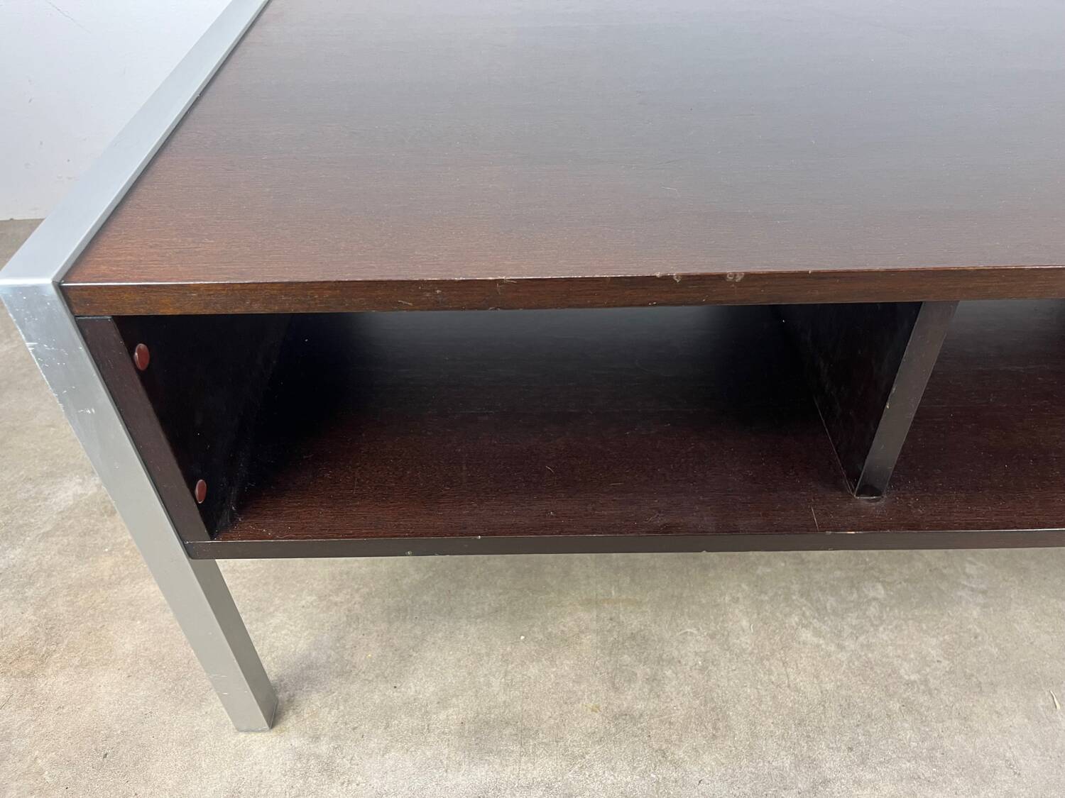 1970s coffee table in teak and aluminium