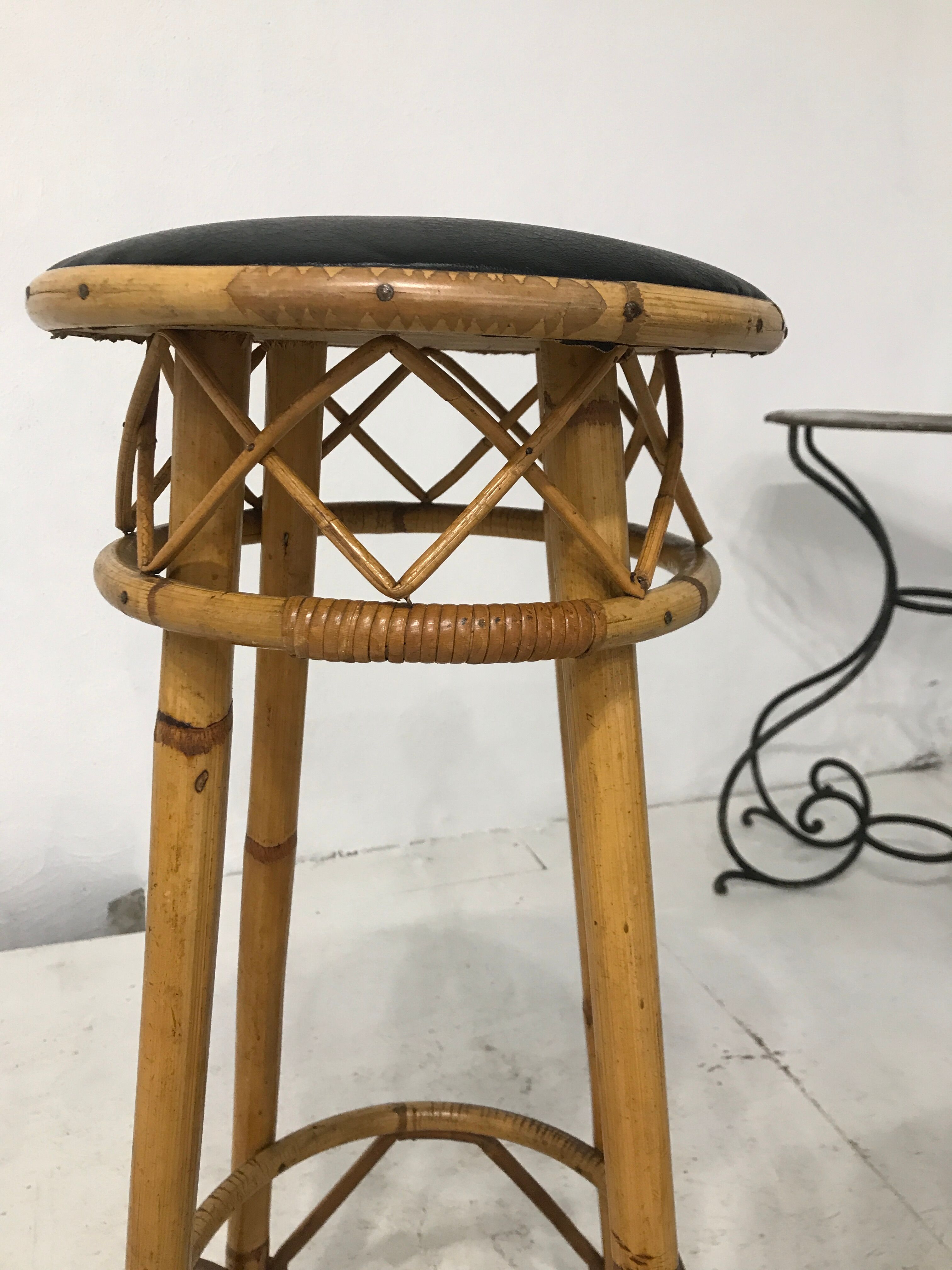 Pair of rattan bar stools