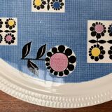 Mid-century German ceramic cake plate with floral patterns by Limburg, 1960s.