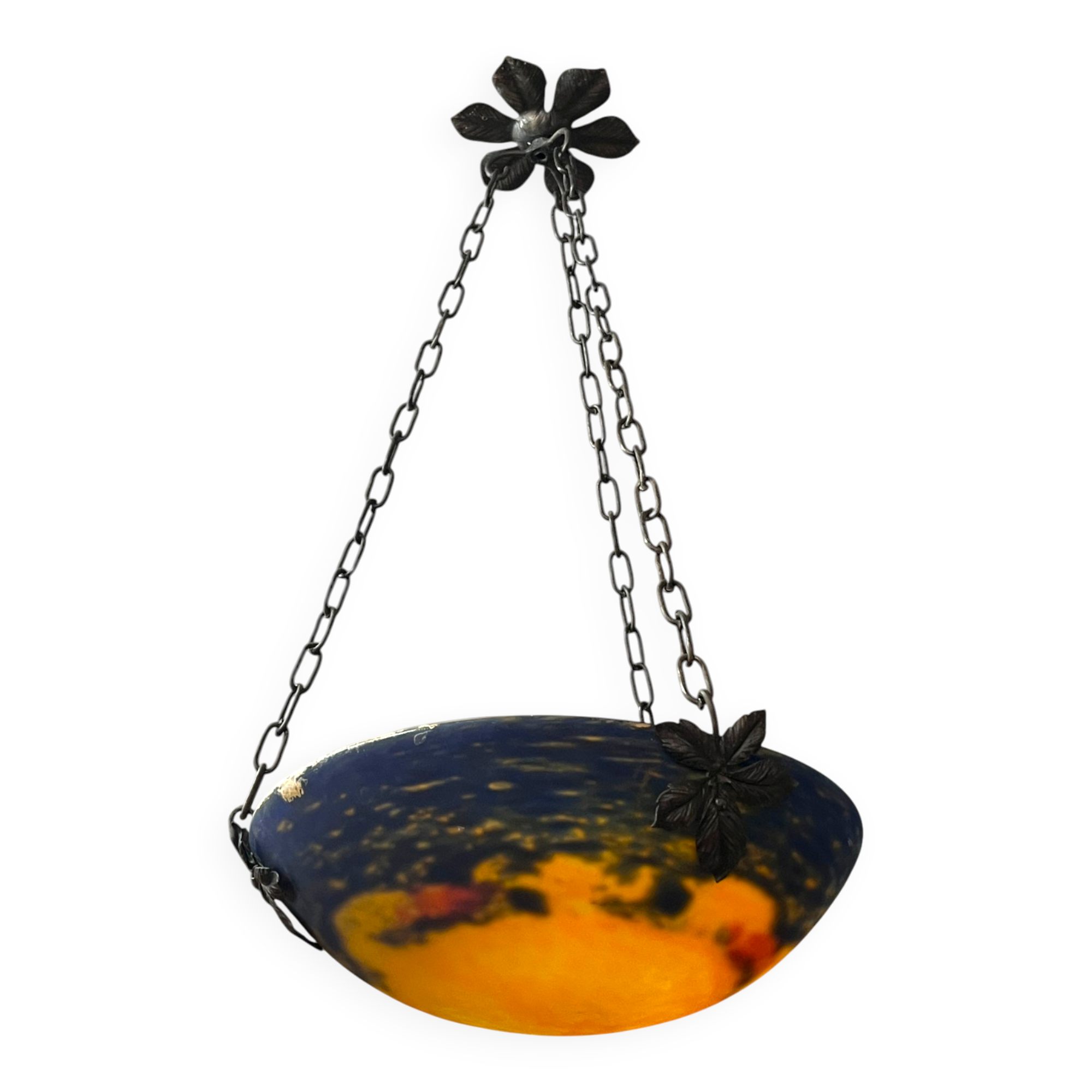 Art Deco, marbled glass pendant by Noverdy circa 1940.