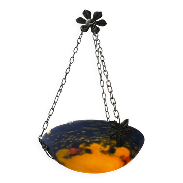 Art Deco, marbled glass pendant by Noverdy circa 1940.