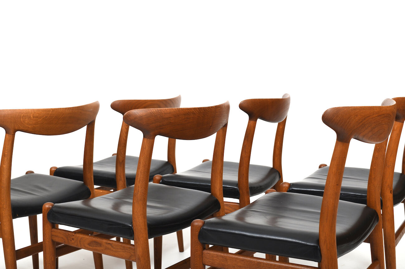 Lot de 6 chaises Hans J. Wegner W2 C.M.Madsen années 1950