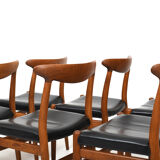 Set of 6 fine Hans J. Wegner W2 Chairs C.M.Madsen 1950s