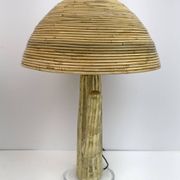 Pair of Hollywood Regency Rattan and Brass Cactus Lamps, Italy, 1990s