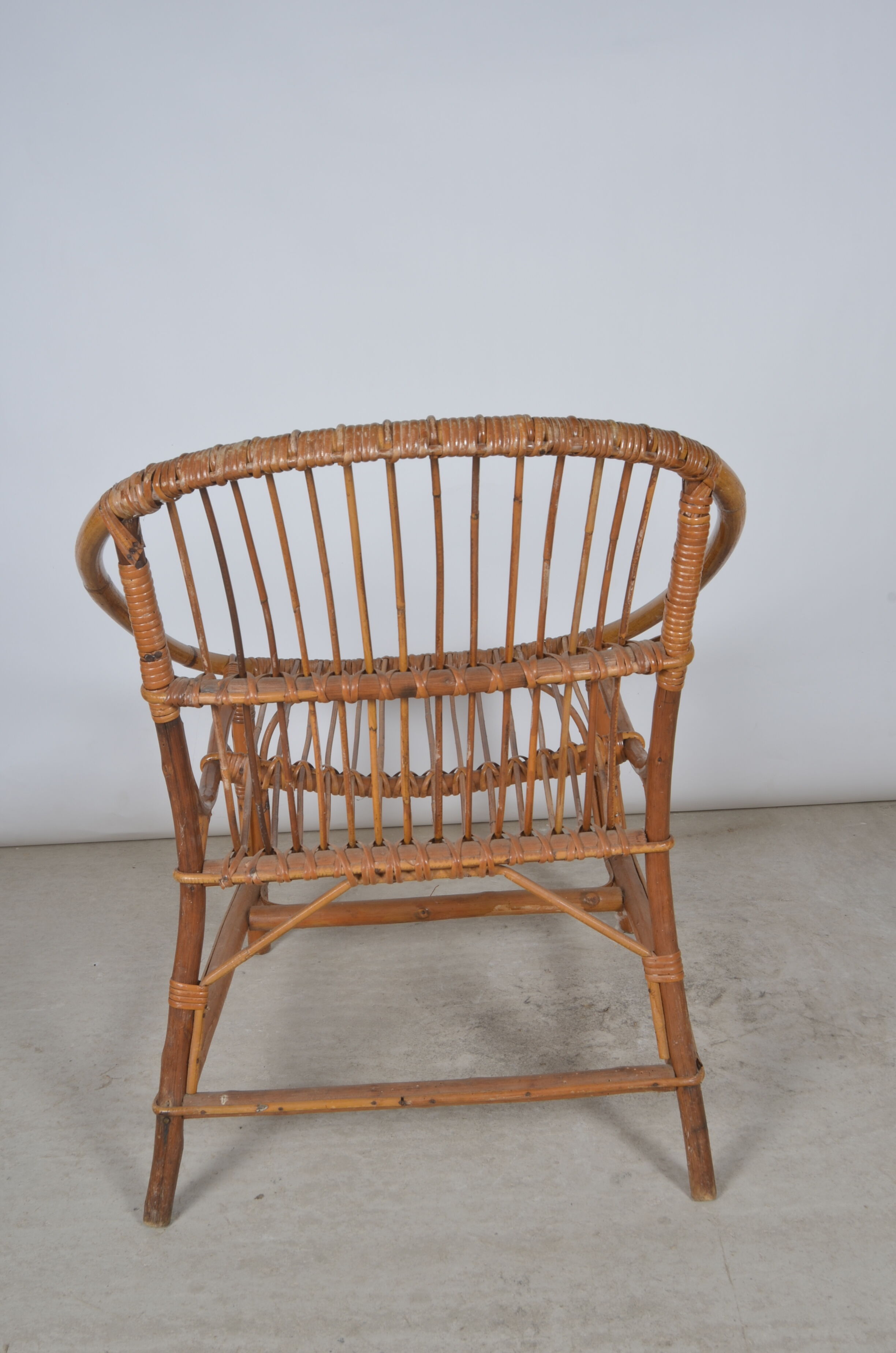 Vintage armchair basket or rattan shell 1960