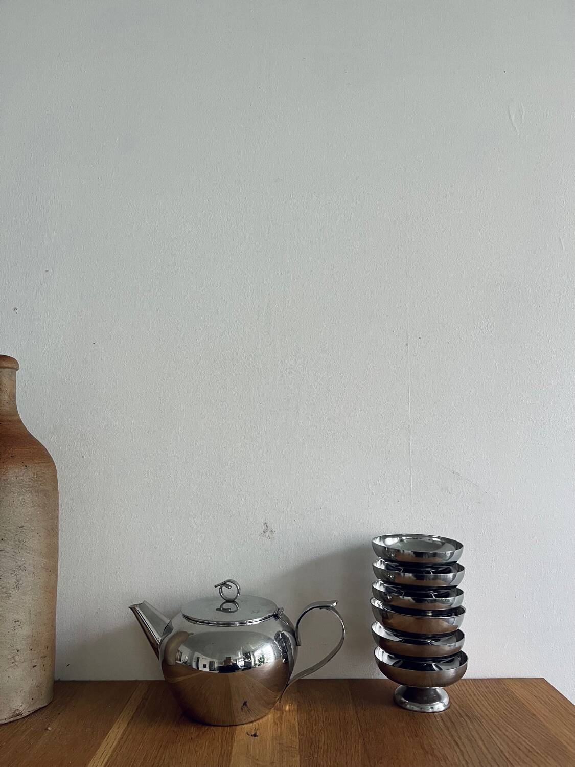 Set of 6 stainless steel bowls 1970