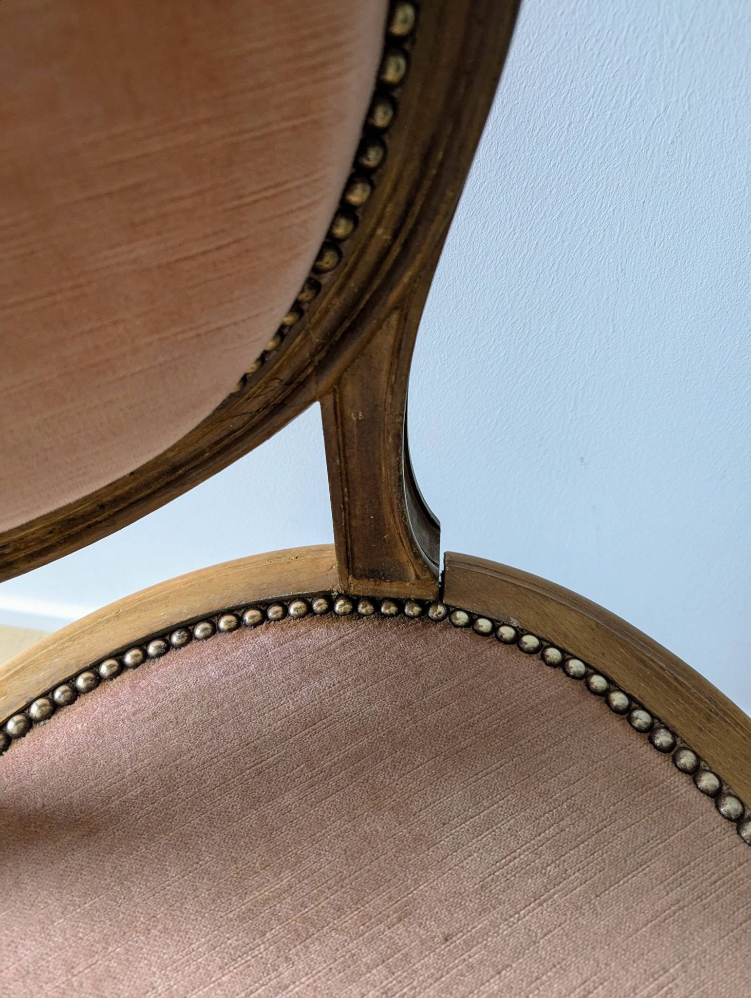 Louis XVI armchair with patina and antique velvet