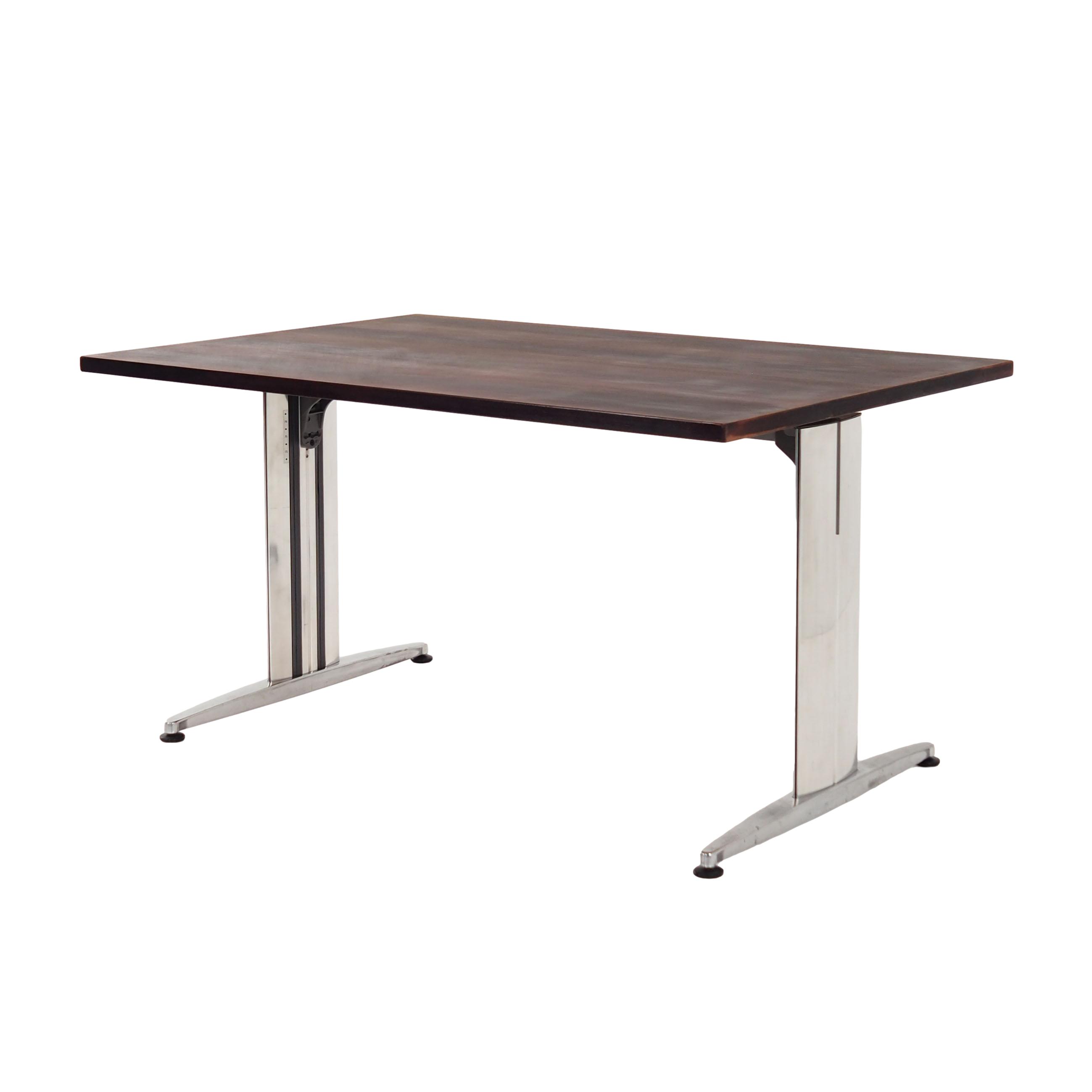 Desk, chrome construction, rosewood top, Scandinavian design