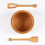 Richard Nissen solid teak salad bowl set, 1960s, Denmark