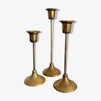 Set 3 brass candlesticks