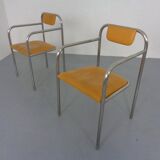 Set of Minimalist Tubular Steel Armchairs by Thomas Wendtland, 1970s