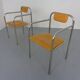 Set of Minimalist Tubular Steel Armchairs by Thomas Wendtland, 1970s