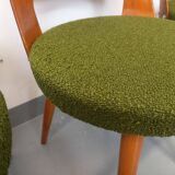 Set of 4 vintage Baumann Mondor chairs in terry cloth wood