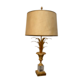Lampe palmier laiton et socle cristal, Boulanger, Belgique, 1970