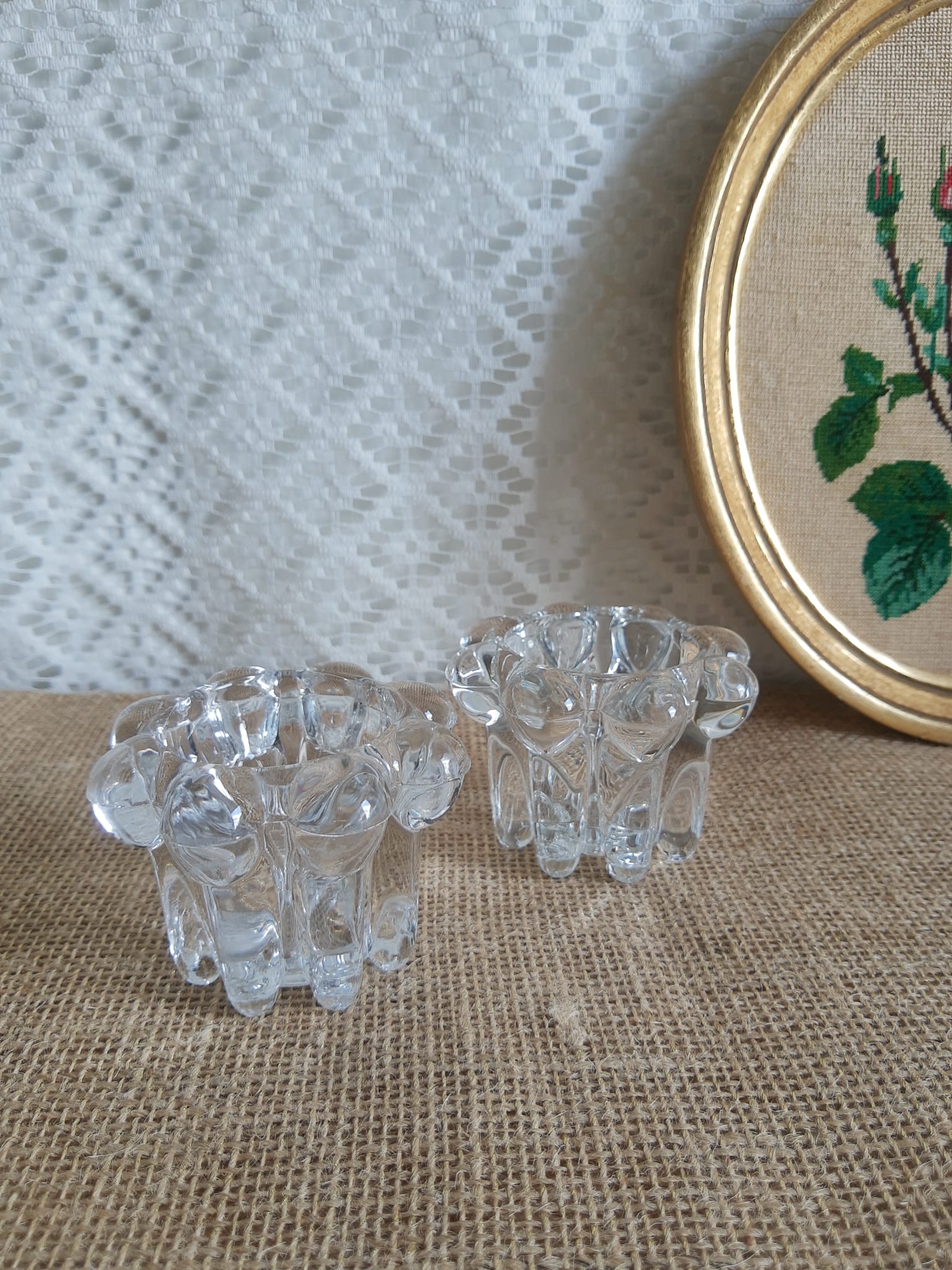 Pair of vintage glass candlesticks