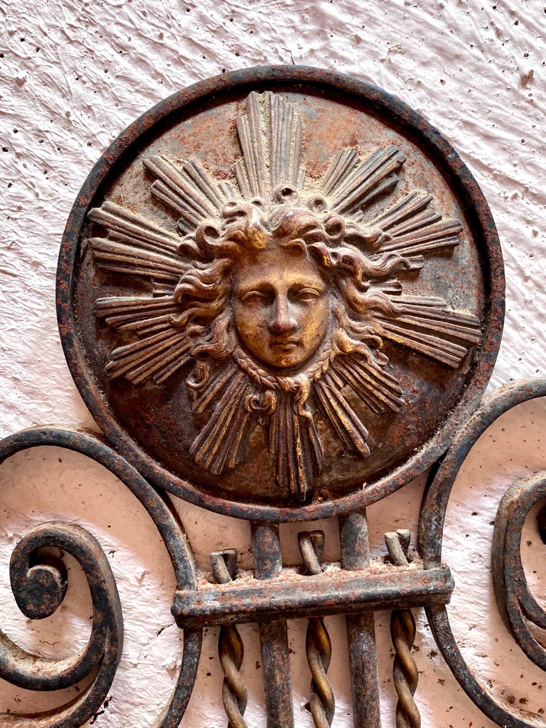 Pair of neoclassical wrought iron wall lights