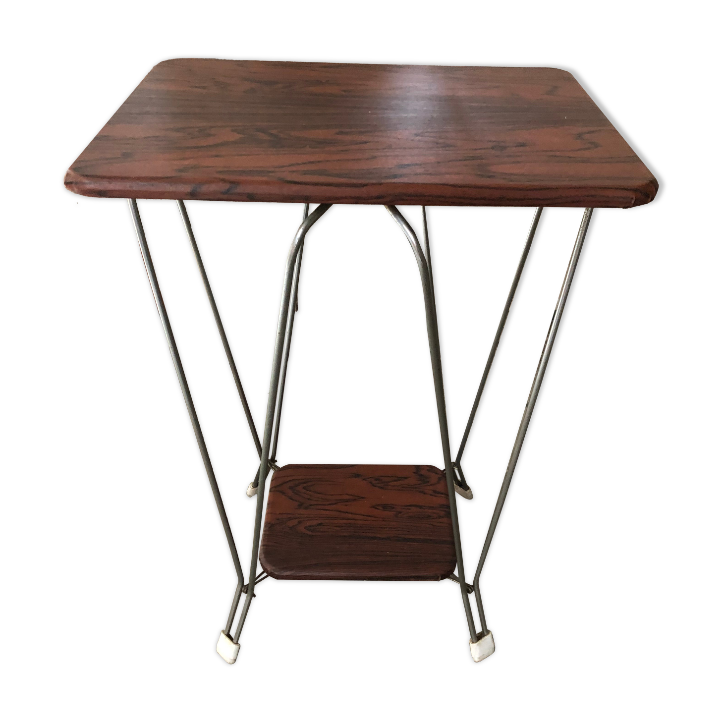 Old Double Tray Harness Wood + Feet Metal Curved Vintage