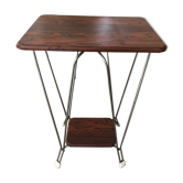 Sellette double plateau bois avec pieds métal courbé vintage
