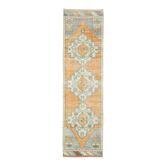 Tapis coureur vintage en laine et coton turc noué à la main orange 69x271