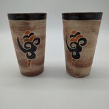 Paire de mugs en terre cuite émaillée vintage