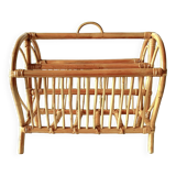 Porte-revue vintage en bambou et rotin