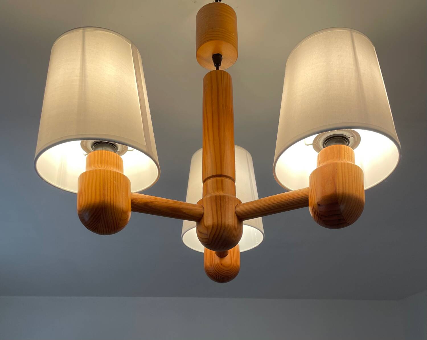 70’s Scandinavian pine wood chandelier