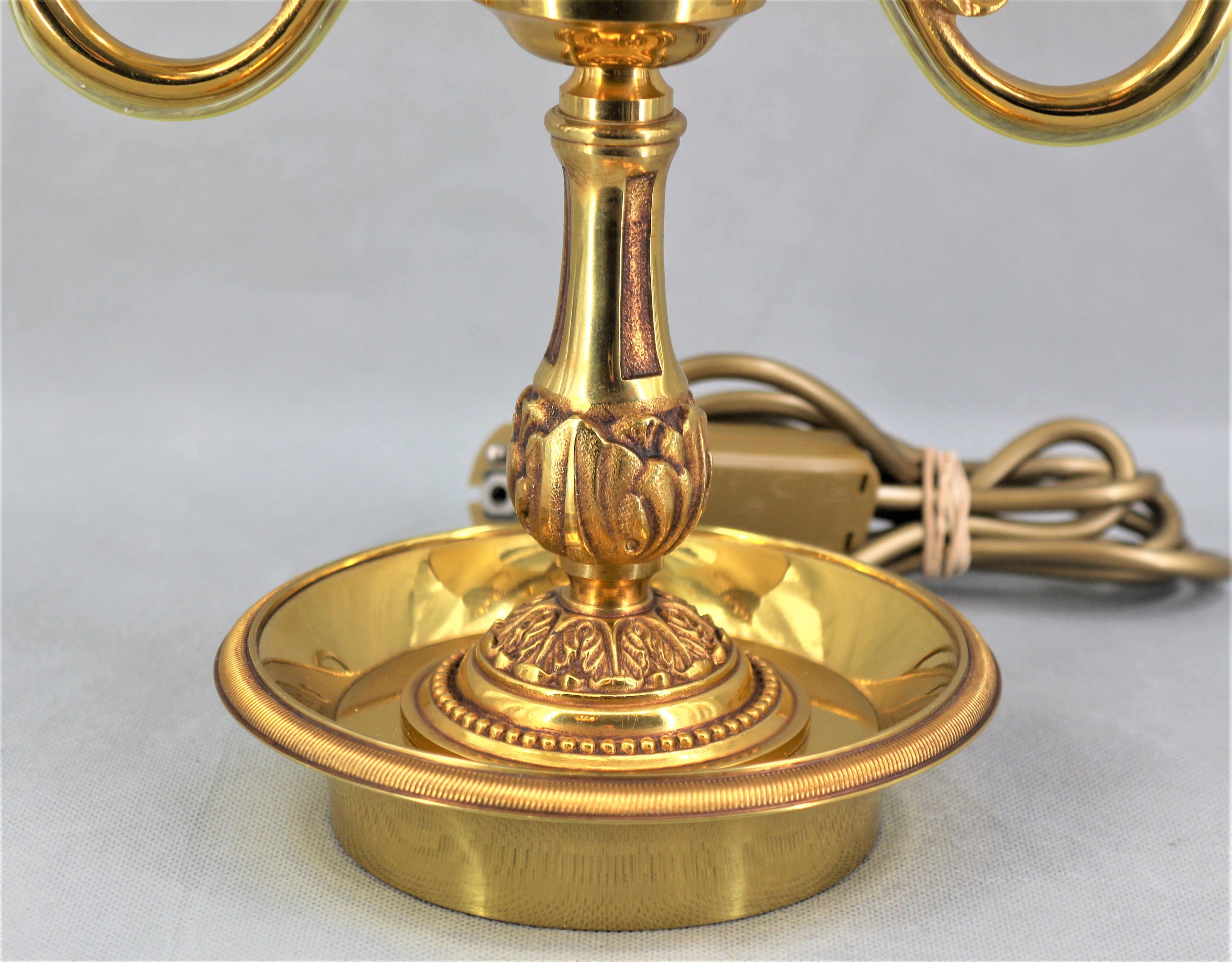 Hot water bottle lamp in solid bronze gilded style Louis XVI Lampshade Color Bordeaux "Lucien Gau"