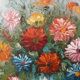 Small painting, bouquet of flowers, blue background