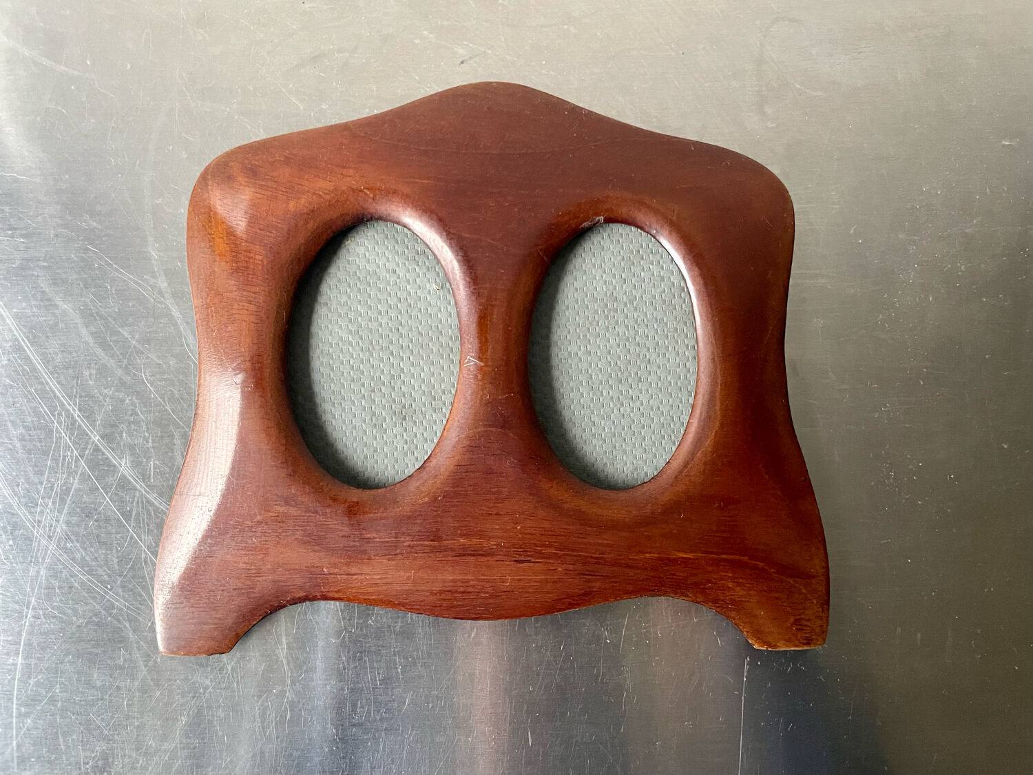 Antique  art nouveau mahogany double frame wood measurements 20 cm x 18 openings 8 cm x 5 cm