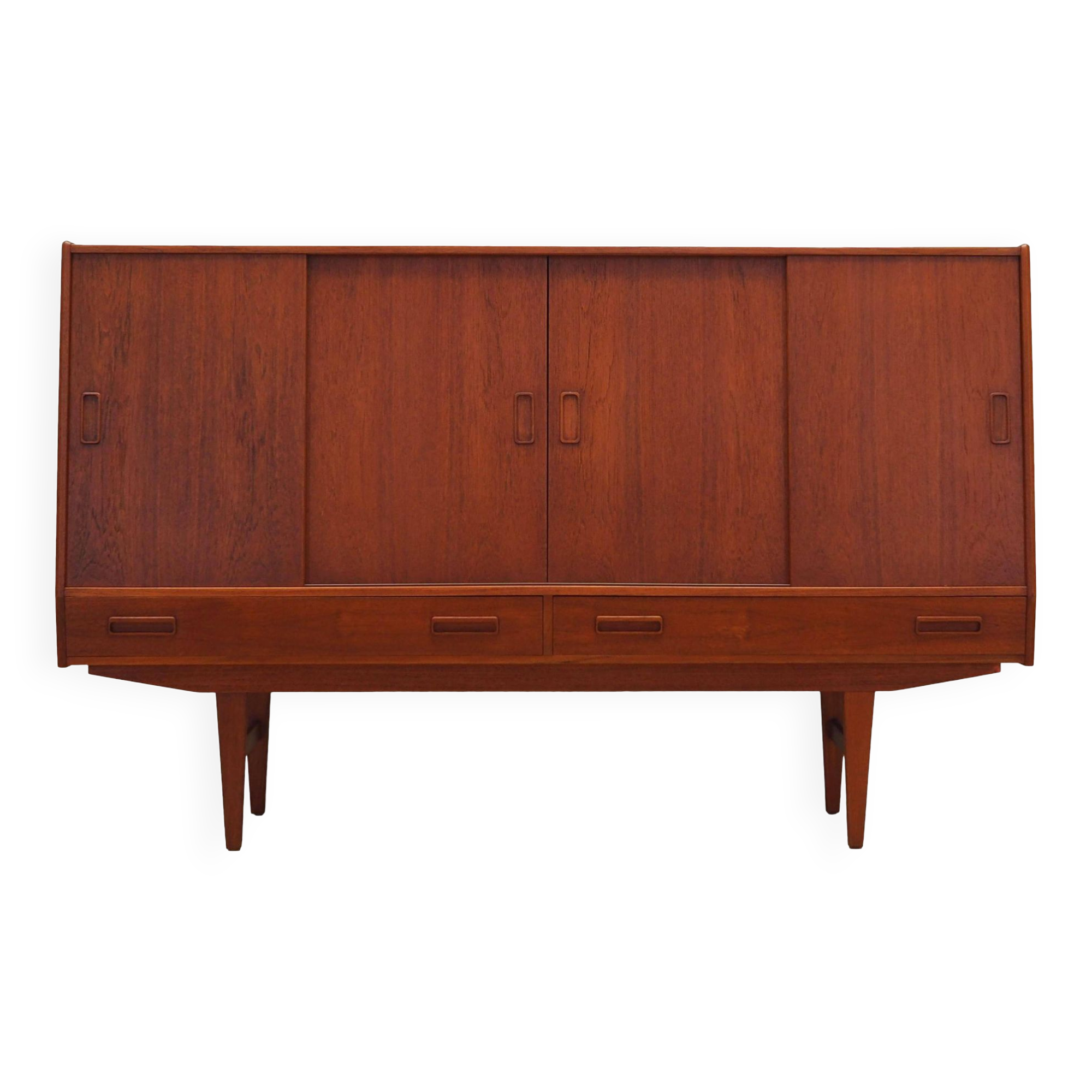Buffet haut en teck, design danois, années 1960, fabrication : Westergaards Møbelfabrik