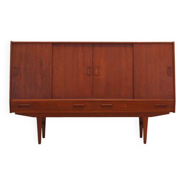 Buffet haut en teck, design danois, années 1960, fabrication : Westergaards Møbelfabrik
