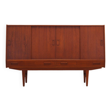 Buffet haut en teck, design danois, années 1960, fabrication : Westergaards Møbelfabrik